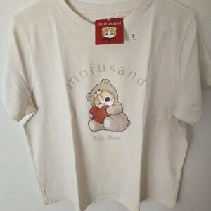 Mofusand Cat White Cream Cotton T-Shirt Women Size XS NWT